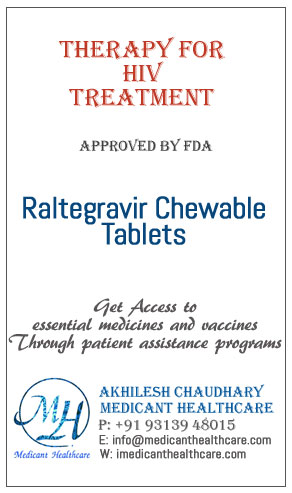 Raltegravir Chewable Tablets price in Latin America, Russia, UK and USA.